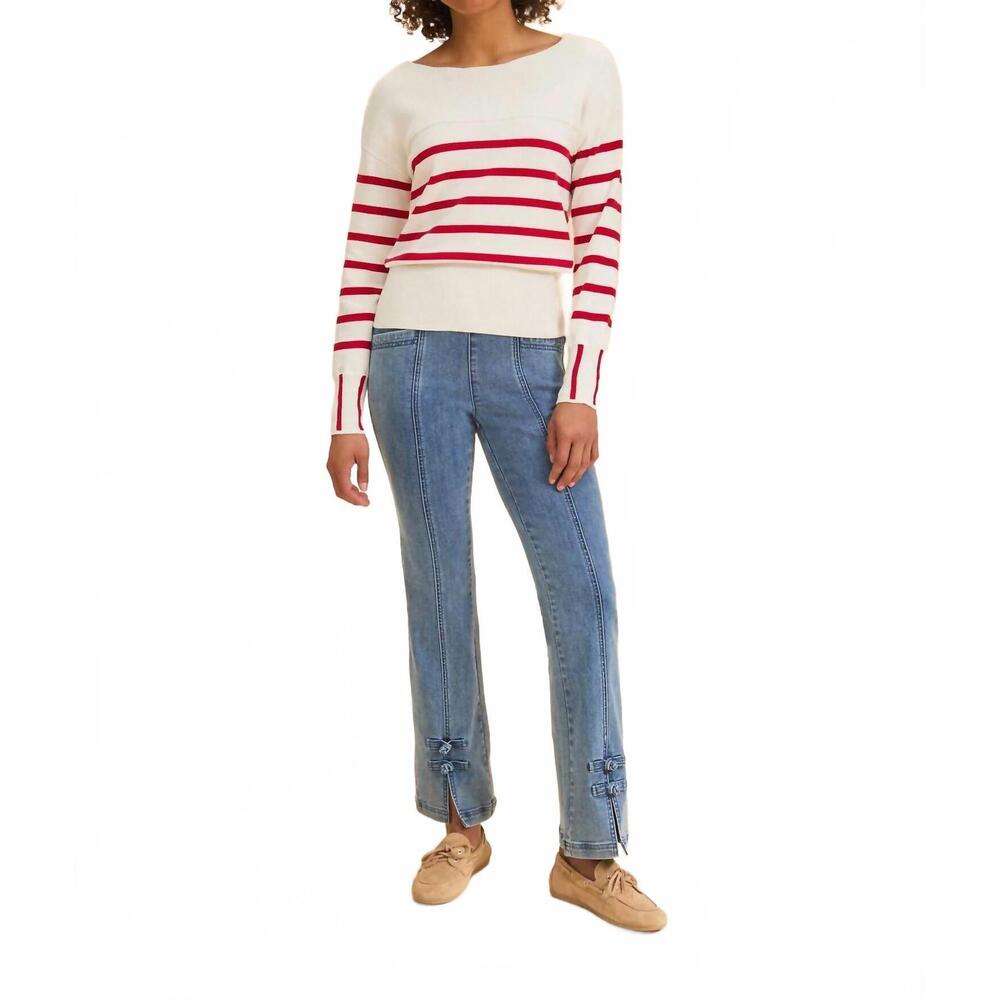 NEW FDJ boat neck striped sweater in red & white